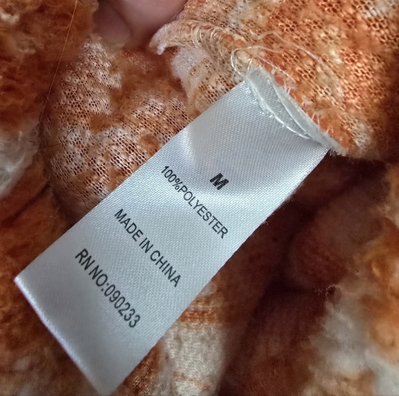 Women's PacSun Orange and White Fuzzy Cozy Teddy Jacket MEDIUM - Picture 4 of 7